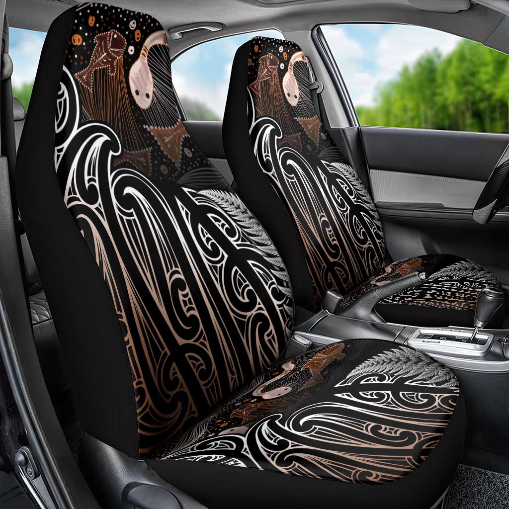 Aotearoa Maori - Australia Indigenous Car Seat Cover Koiri Whakairo Mix Aboriginal Art - Aussie Hoodie