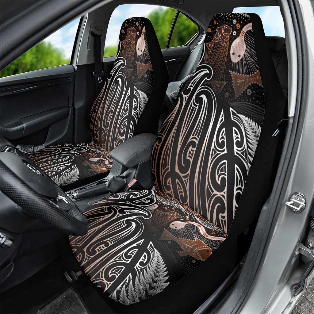 Aotearoa Maori - Australia Indigenous Car Seat Cover Koiri Whakairo Mix Aboriginal Art - Aussie Hoodie