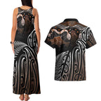 Aotearoa Maori - Australia Indigenous Couples Matching Tank Maxi Dress and Hawaiian Shirt Koiri Whakairo Mix Aboriginal Art - Aussie Hoodie