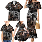 Aotearoa Maori - Australia Indigenous Family Matching Mermaid Dress and Hawaiian Shirt Koiri Whakairo Mix Aboriginal Art - Aussie Hoodie