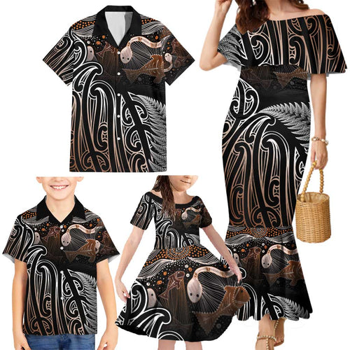 Aotearoa Maori - Australia Indigenous Family Matching Mermaid Dress and Hawaiian Shirt Koiri Whakairo Mix Aboriginal Art - Aussie Hoodie