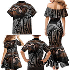 Aotearoa Maori - Australia Indigenous Family Matching Mermaid Dress and Hawaiian Shirt Koiri Whakairo Mix Aboriginal Art - Aussie Hoodie