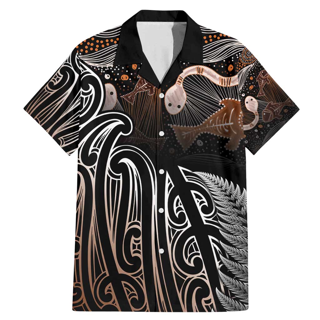 Aotearoa Maori - Australia Indigenous Family Matching Mermaid Dress and Hawaiian Shirt Koiri Whakairo Mix Aboriginal Art - Aussie Hoodie