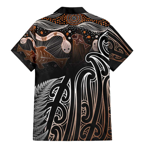 Aotearoa Maori - Australia Indigenous Family Matching Mermaid Dress and Hawaiian Shirt Koiri Whakairo Mix Aboriginal Art - Aussie Hoodie