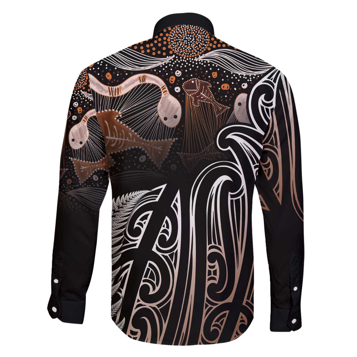 Aotearoa Maori - Australia Indigenous Family Matching Off The Shoulder Long Sleeve Dress and Hawaiian Shirt Koiri Whakairo Mix Aboriginal Art - Aussie Hoodie