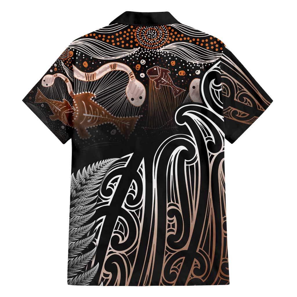 Aotearoa Maori - Australia Indigenous Family Matching Off Shoulder Maxi Dress and Hawaiian Shirt Koiri Whakairo Mix Aboriginal Art - Aussie Hoodie