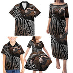 Aotearoa Maori - Australia Indigenous Family Matching Puletasi and Hawaiian Shirt Koiri Whakairo Mix Aboriginal Art - Aussie Hoodie