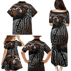 Aotearoa Maori - Australia Indigenous Family Matching Puletasi and Hawaiian Shirt Koiri Whakairo Mix Aboriginal Art - Aussie Hoodie