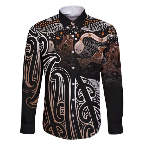 Aotearoa Maori - Australia Indigenous Family Matching Short Sleeve Bodycon Dress and Hawaiian Shirt Koiri Whakairo Mix Aboriginal Art - Aussie Hoodie