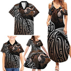 Aotearoa Maori - Australia Indigenous Family Matching Summer Maxi Dress and Hawaiian Shirt Koiri Whakairo Mix Aboriginal Art - Aussie Hoodie