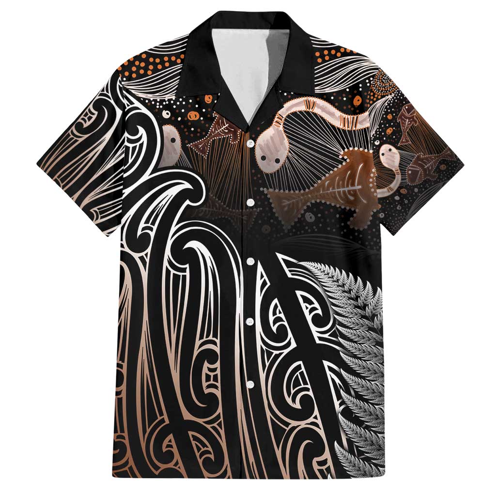 Aotearoa Maori - Australia Indigenous Family Matching Summer Maxi Dress and Hawaiian Shirt Koiri Whakairo Mix Aboriginal Art - Aussie Hoodie