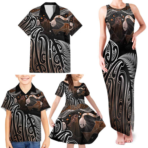Aotearoa Maori - Australia Indigenous Family Matching Tank Maxi Dress and Hawaiian Shirt Koiri Whakairo Mix Aboriginal Art - Aussie Hoodie