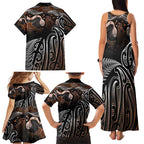 Aotearoa Maori - Australia Indigenous Family Matching Tank Maxi Dress and Hawaiian Shirt Koiri Whakairo Mix Aboriginal Art - Aussie Hoodie