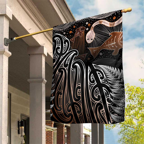 Aotearoa Maori - Australia Indigenous Garden Flag Koiri Whakairo Mix Aboriginal Art - Aussie Hoodie