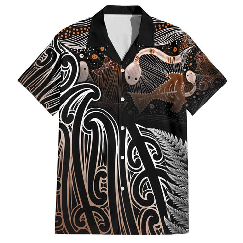 Aotearoa Maori - Australia Indigenous Hawaiian Shirt Koiri Whakairo Mix Aboriginal Art - Aussie Hoodie