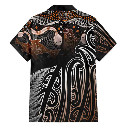 Aotearoa Maori - Australia Indigenous Hawaiian Shirt Koiri Whakairo Mix Aboriginal Art - Aussie Hoodie