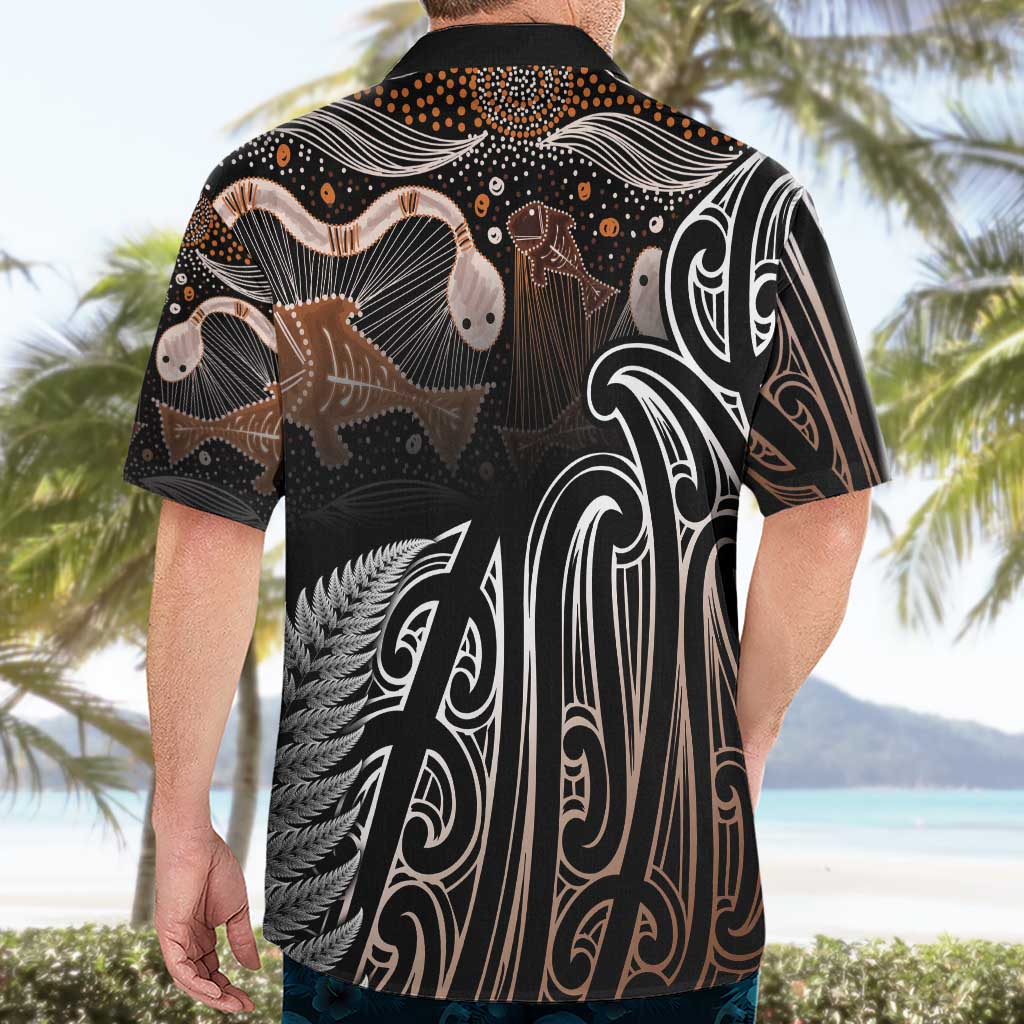 Aotearoa Maori - Australia Indigenous Hawaiian Shirt Koiri Whakairo Mix Aboriginal Art - Aussie Hoodie