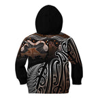Aotearoa Maori - Australia Indigenous Kid Hoodie Koiri Whakairo Mix Aboriginal Art - Aussie Hoodie
