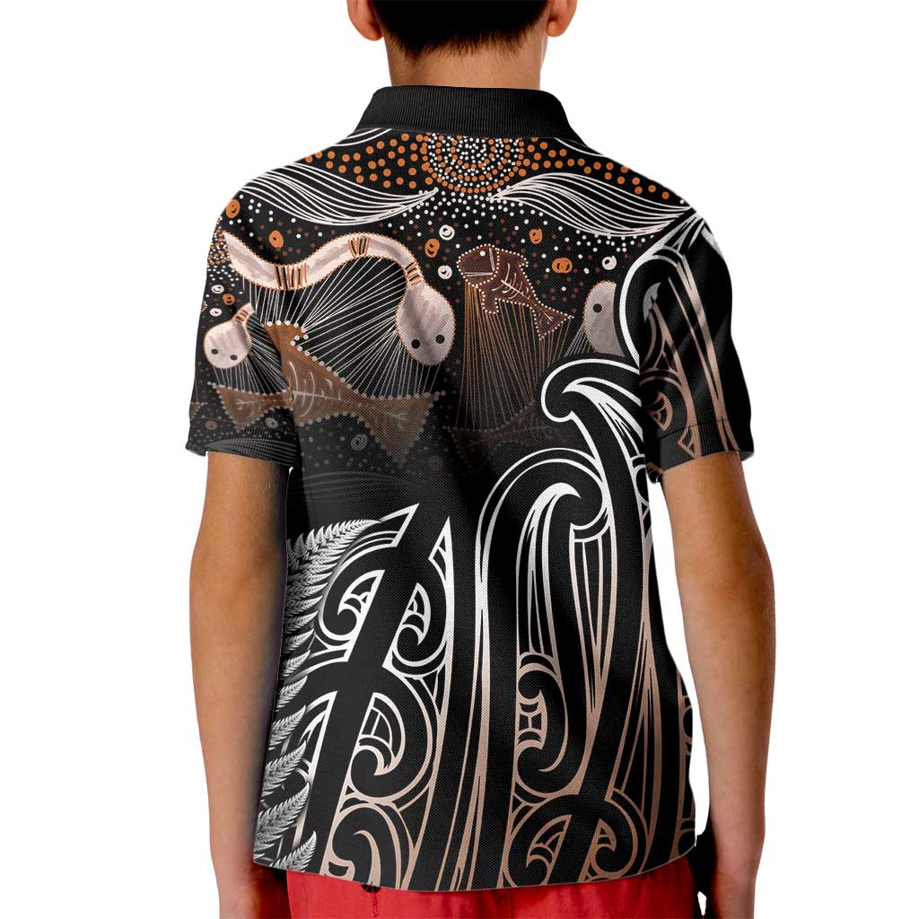 Aotearoa Maori - Australia Indigenous Kid Polo Shirt Koiri Whakairo Mix Aboriginal Art - Aussie Hoodie