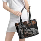 Aotearoa Maori - Australia Indigenous Leather Tote Bag Koiri Whakairo Mix Aboriginal Art - Aussie Hoodie