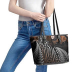 Aotearoa Maori - Australia Indigenous Leather Tote Bag Koiri Whakairo Mix Aboriginal Art - Aussie Hoodie