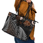 Aotearoa Maori - Australia Indigenous Leather Tote Bag Koiri Whakairo Mix Aboriginal Art - Aussie Hoodie