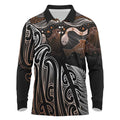 Aotearoa Maori - Australia Indigenous Long Sleeve Polo Shirt Koiri Whakairo Mix Aboriginal Art - Aussie Hoodie