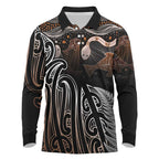 Aotearoa Maori - Australia Indigenous Long Sleeve Polo Shirt Koiri Whakairo Mix Aboriginal Art - Aussie Hoodie