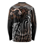 Aotearoa Maori - Australia Indigenous Long Sleeve Shirt Koiri Whakairo Mix Aboriginal Art - Aussie Hoodie