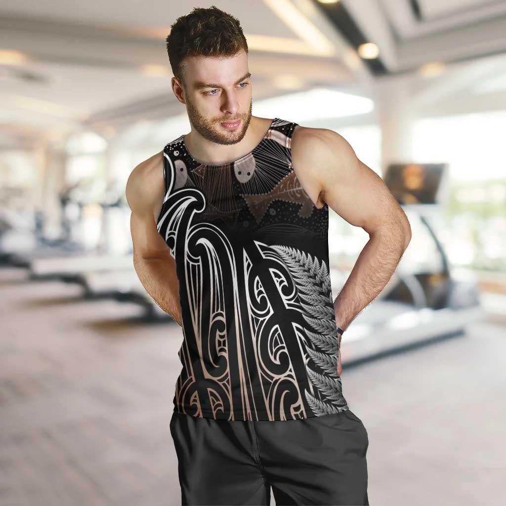 Aotearoa Maori - Australia Indigenous Men Tank Top Koiri Whakairo Mix Aboriginal Art - Aussie Hoodie