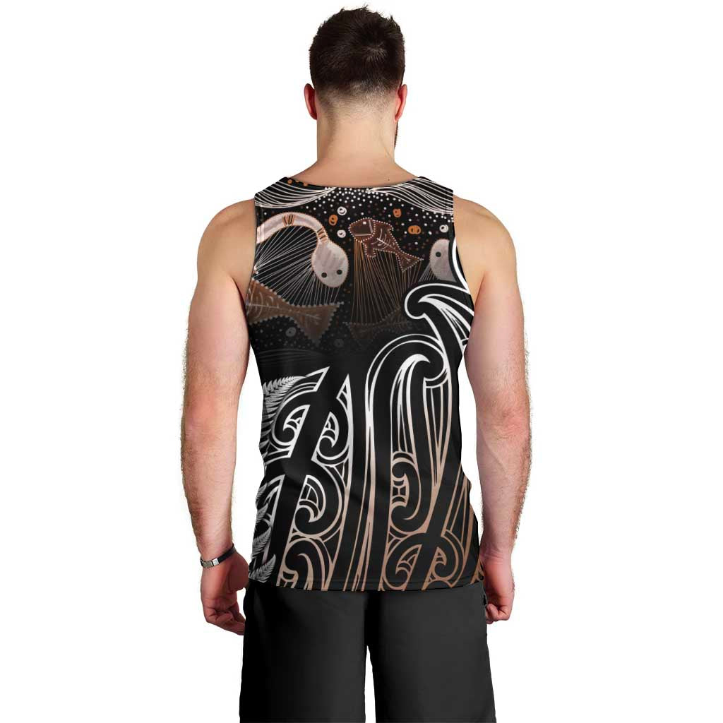 Aotearoa Maori - Australia Indigenous Men Tank Top Koiri Whakairo Mix Aboriginal Art - Aussie Hoodie