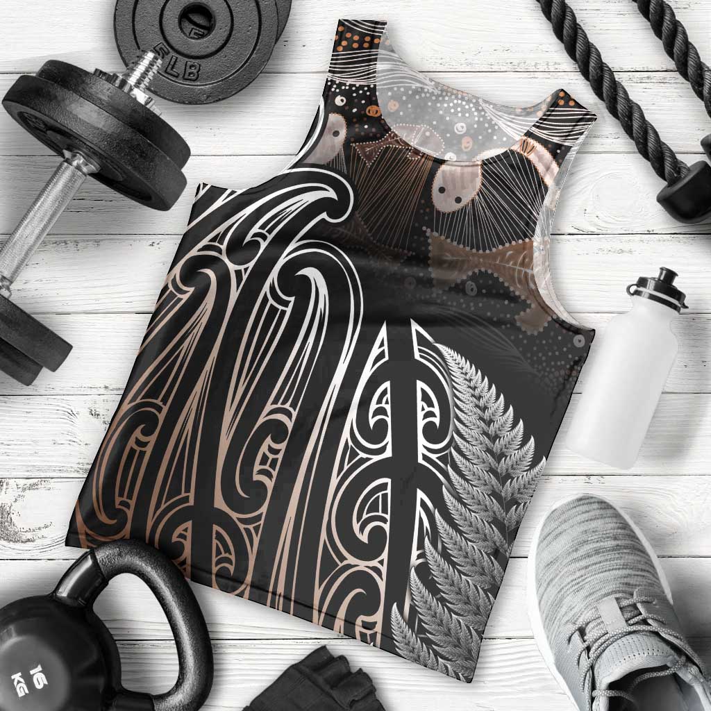 Aotearoa Maori - Australia Indigenous Men Tank Top Koiri Whakairo Mix Aboriginal Art - Aussie Hoodie