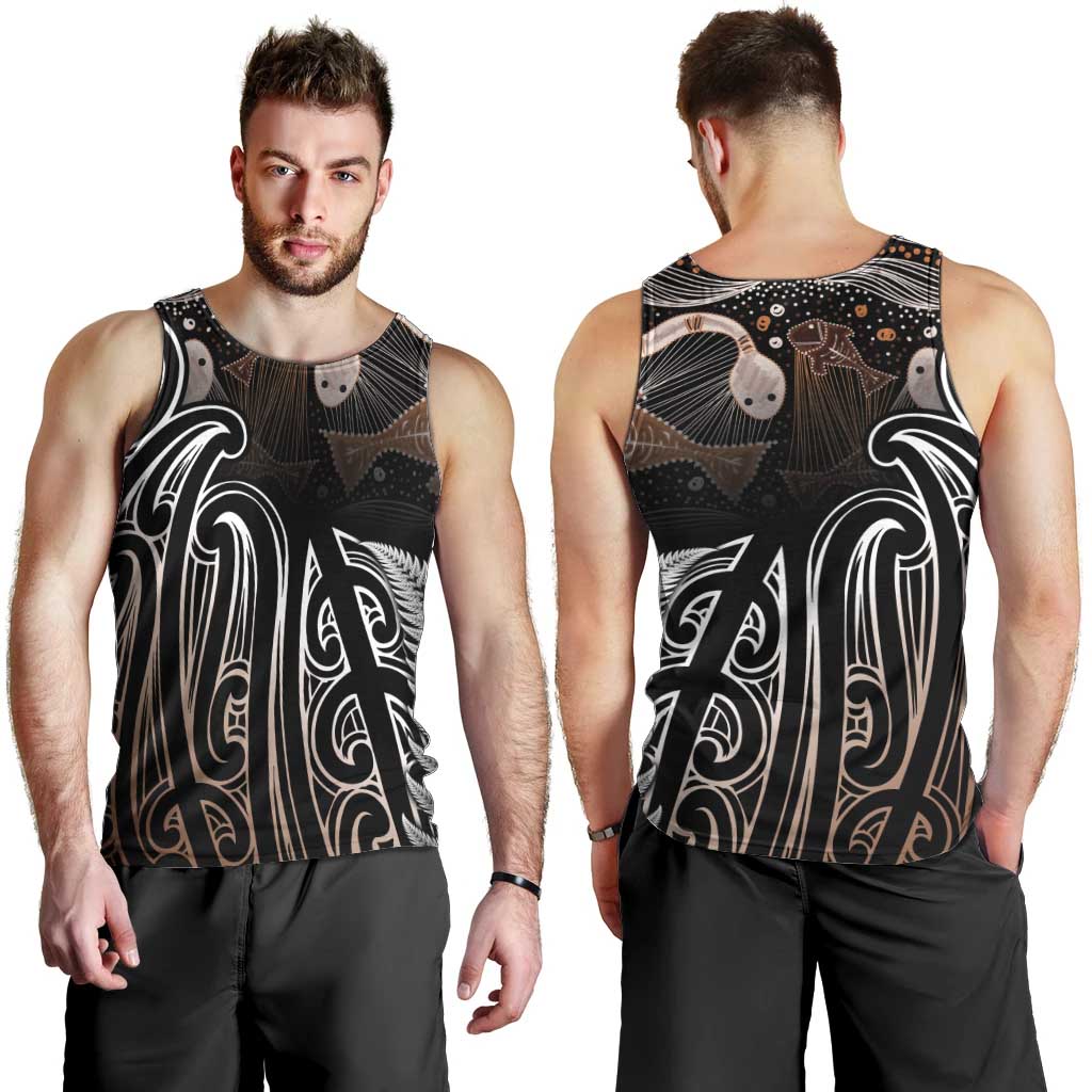 Aotearoa Maori - Australia Indigenous Men Tank Top Koiri Whakairo Mix Aboriginal Art - Aussie Hoodie
