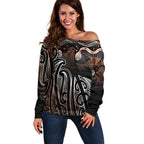 Aotearoa Maori - Australia Indigenous Off Shoulder Sweater Koiri Whakairo Mix Aboriginal Art - Aussie Hoodie