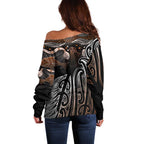 Aotearoa Maori - Australia Indigenous Off Shoulder Sweater Koiri Whakairo Mix Aboriginal Art - Aussie Hoodie