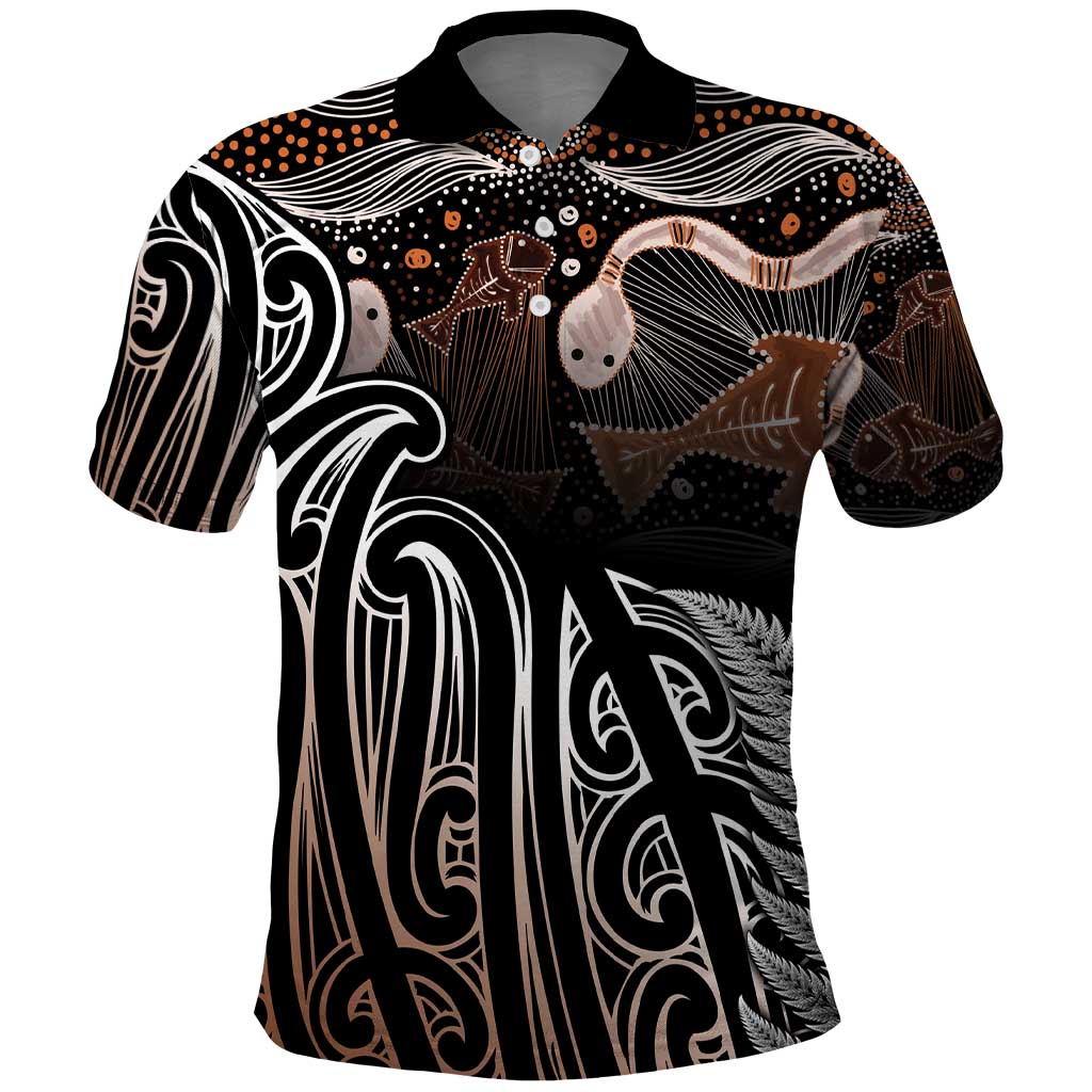 Aotearoa Maori - Australia Indigenous Polo Shirt Koiri Whakairo Mix Aboriginal Art - Aussie Hoodie