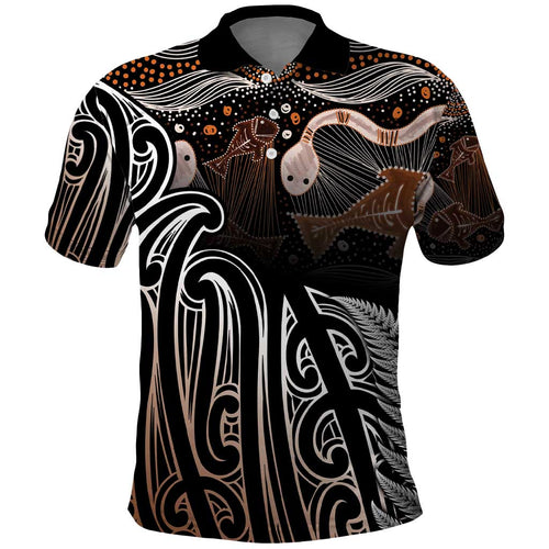 Aotearoa Maori - Australia Indigenous Polo Shirt Koiri Whakairo Mix Aboriginal Art - Aussie Hoodie