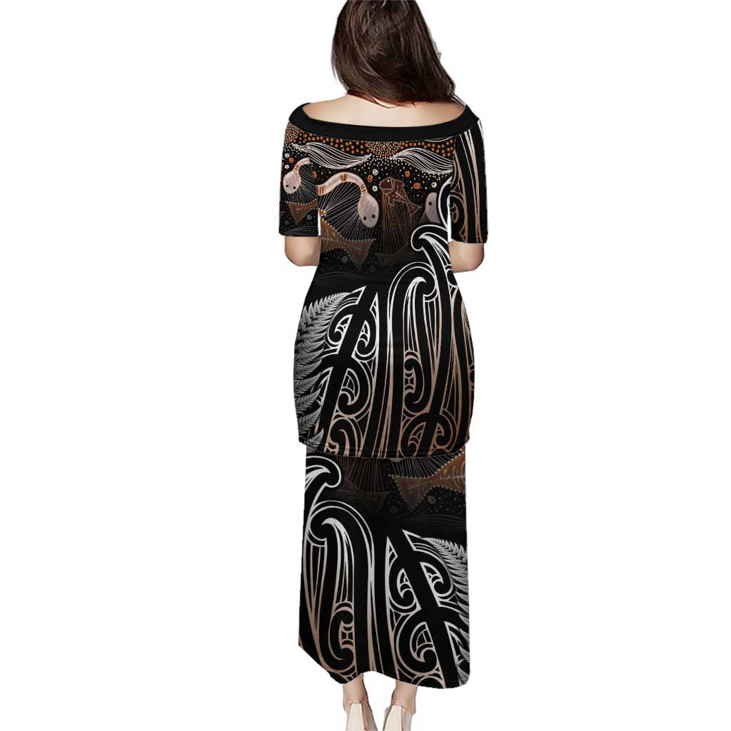 Aotearoa Maori - Australia Indigenous Puletasi Koiri Whakairo Mix Aboriginal Art - Aussie Hoodie