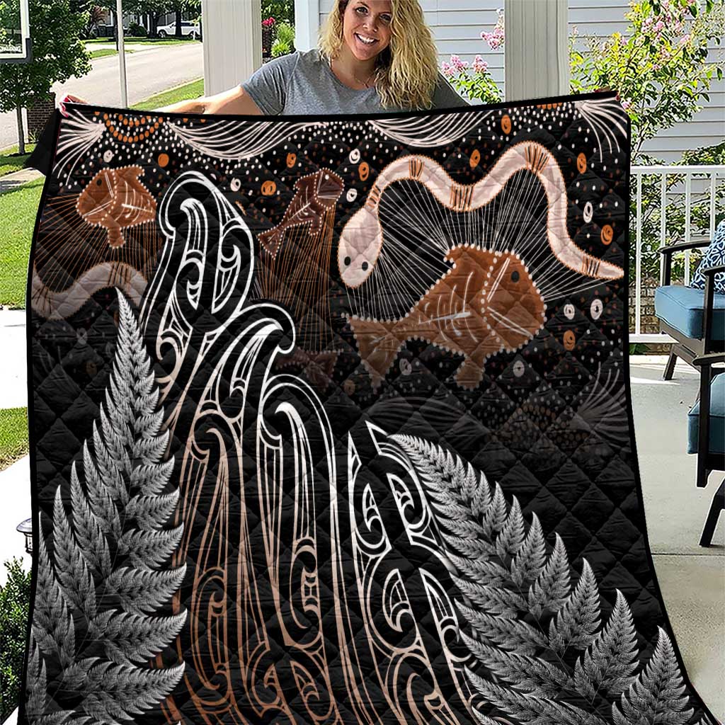 Aotearoa Maori - Australia Indigenous Quilt Koiri Whakairo Mix Aboriginal Art - Aussie Hoodie