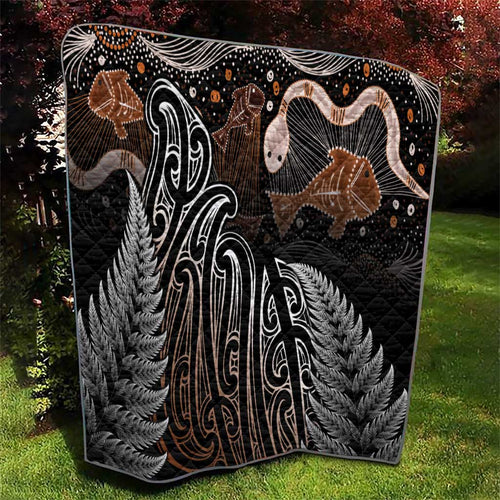 Aotearoa Maori - Australia Indigenous Quilt Koiri Whakairo Mix Aboriginal Art - Aussie Hoodie