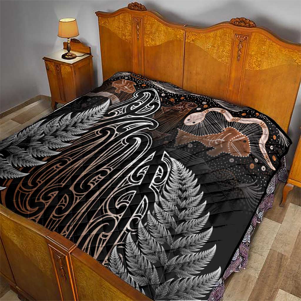 Aotearoa Maori - Australia Indigenous Quilt Koiri Whakairo Mix Aboriginal Art - Aussie Hoodie