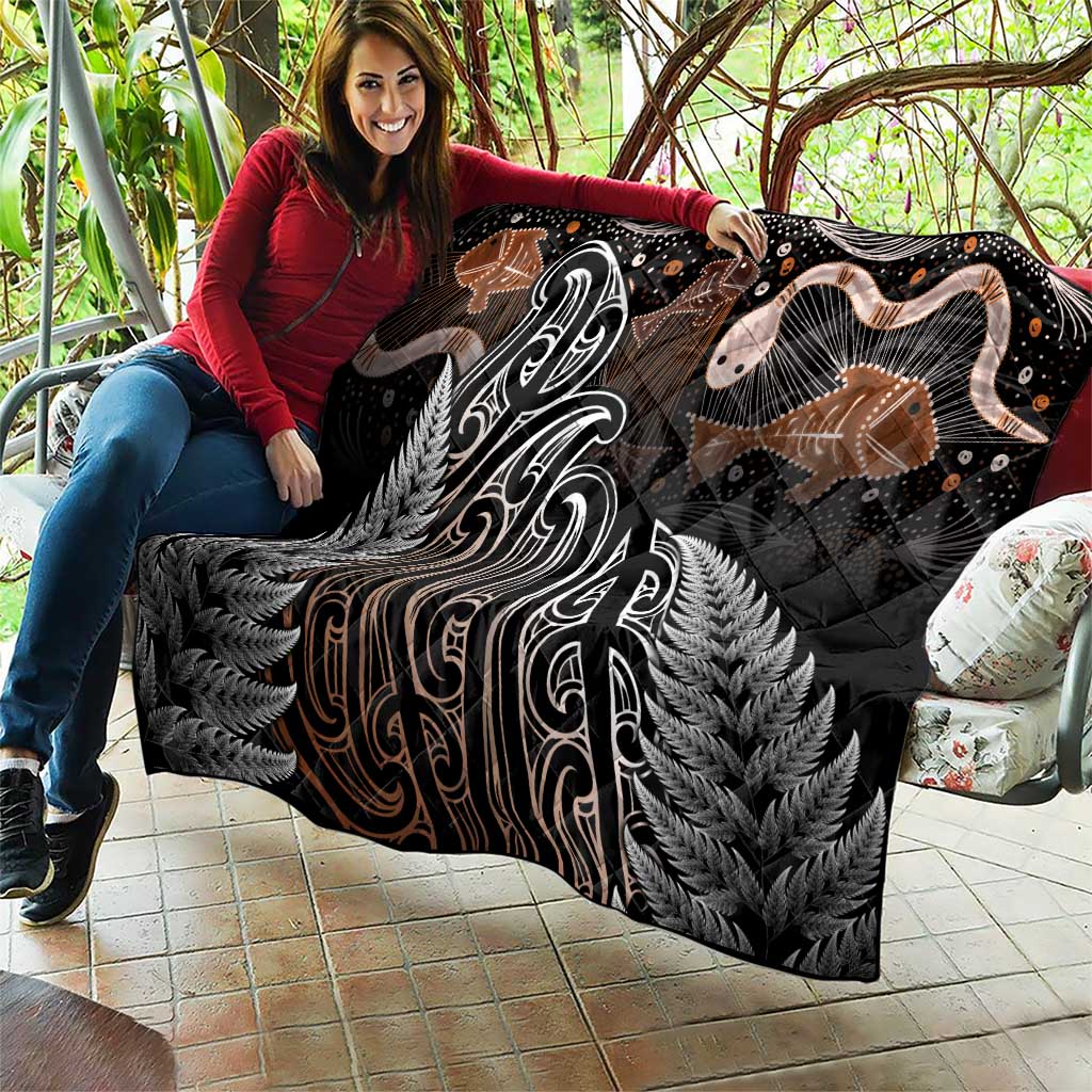 Aotearoa Maori - Australia Indigenous Quilt Koiri Whakairo Mix Aboriginal Art - Aussie Hoodie