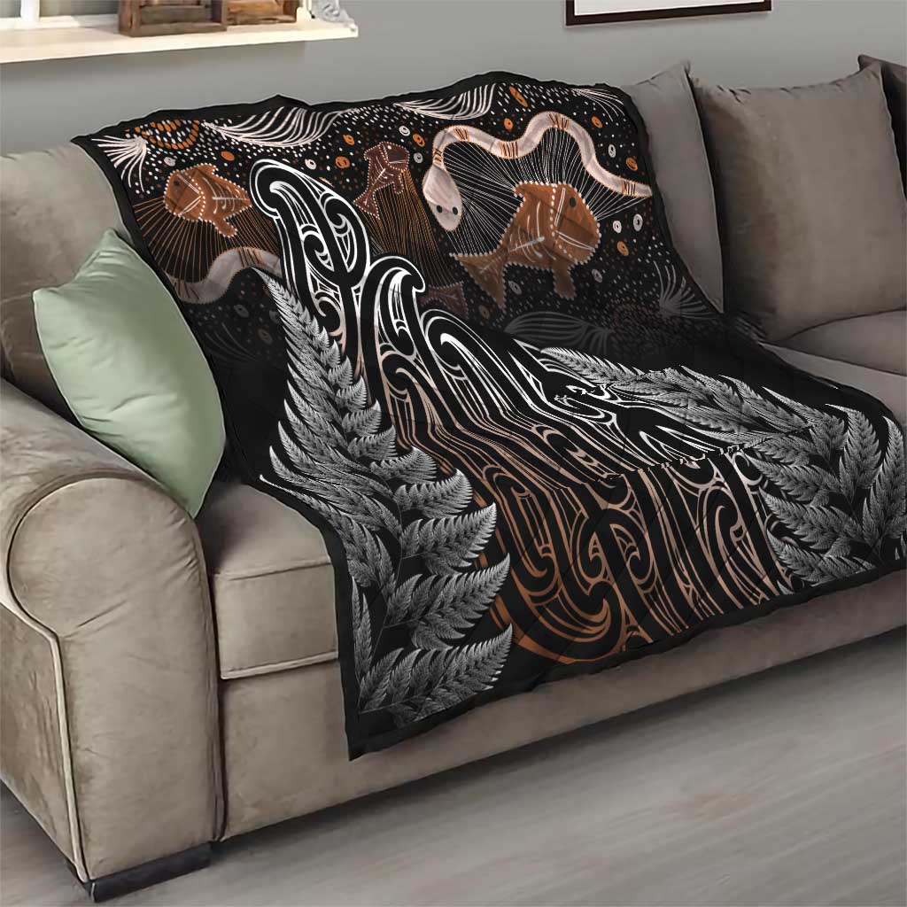 Aotearoa Maori - Australia Indigenous Quilt Koiri Whakairo Mix Aboriginal Art - Aussie Hoodie