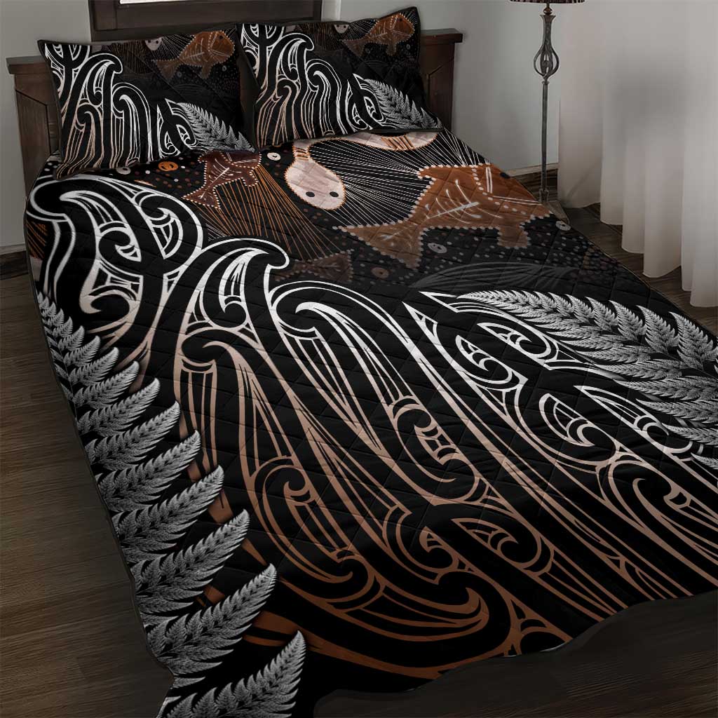 Aotearoa Maori - Australia Indigenous Quilt Bed Set Koiri Whakairo Mix Aboriginal Art - Aussie Hoodie