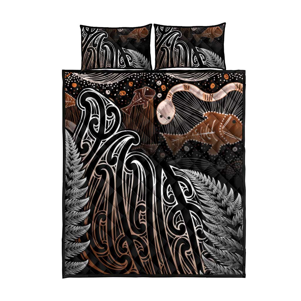 Aotearoa Maori - Australia Indigenous Quilt Bed Set Koiri Whakairo Mix Aboriginal Art - Aussie Hoodie