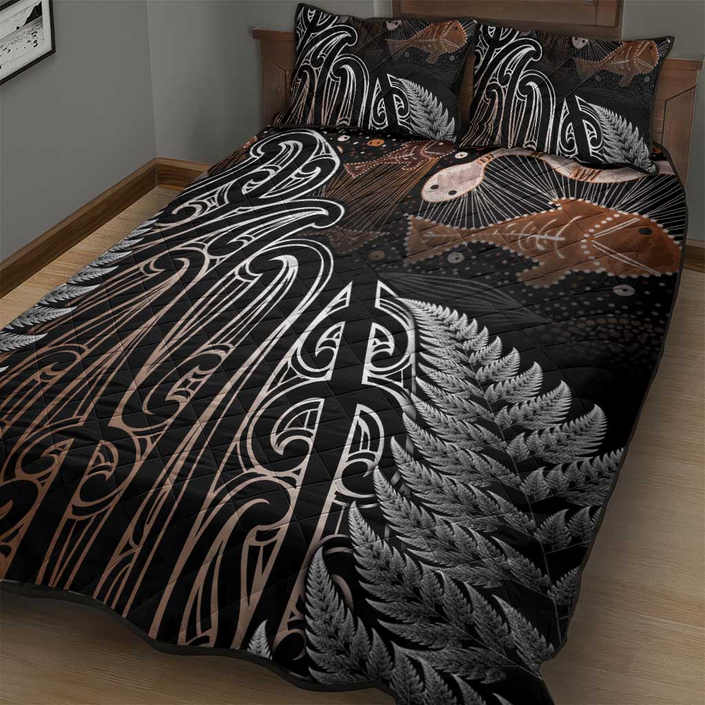 Aotearoa Maori - Australia Indigenous Quilt Bed Set Koiri Whakairo Mix Aboriginal Art - Aussie Hoodie