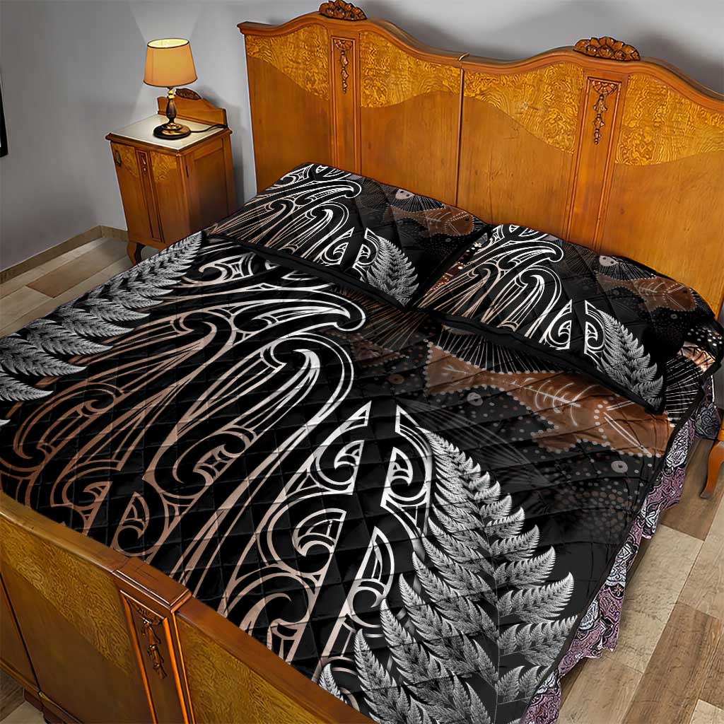 Aotearoa Maori - Australia Indigenous Quilt Bed Set Koiri Whakairo Mix Aboriginal Art - Aussie Hoodie