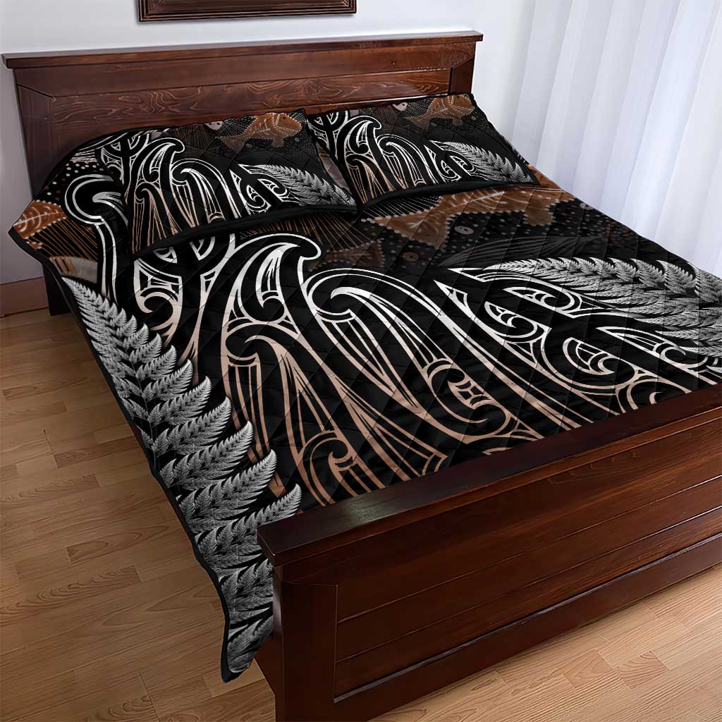 Aotearoa Maori - Australia Indigenous Quilt Bed Set Koiri Whakairo Mix Aboriginal Art - Aussie Hoodie