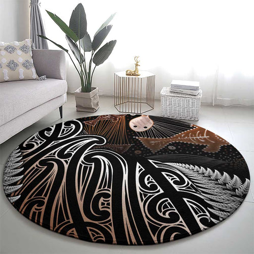 Aotearoa Maori - Australia Indigenous Round Carpet Koiri Whakairo Mix Aboriginal Art - Aussie Hoodie