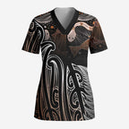 Aotearoa Maori - Australia Indigenous Scrub Top Koiri Whakairo Mix Aboriginal Art - Aussie Hoodie